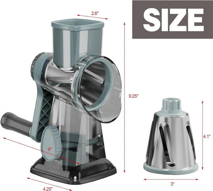 LMETJMA 3 in 1 Rotary Cheese Grater Versatile Manual Vegetable Slicer Peanut Nuts Grinder Cheese Vegetable Shredder Clear JT242 - AMULET RING STORE