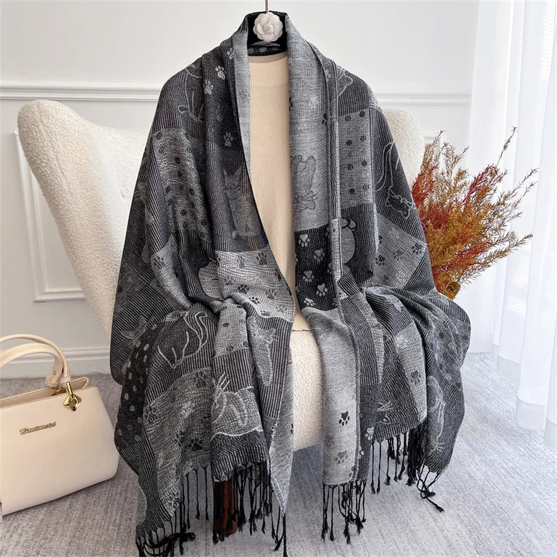 Autumn Bohemian Ethnic Paisley Cashmere Shawls Scarf for Women Warm Jacquard Pashmina Scarves Print Design Lady Foulard Stoles - AMULET RING STORE