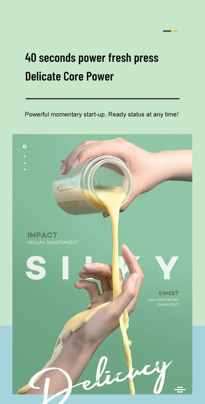 Portable Blender Bottle Electric 6 Blades Multifunction Juice Blender Fresh Juice Smoothie Blender Ice CrushCup Food Processor - AMULET RING STORE