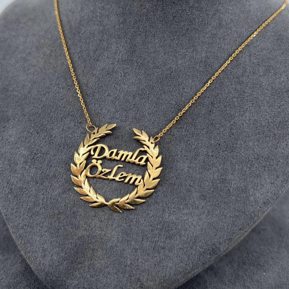 Custom Laurel Wreath Name Necklace Women Girl Jewelry Personalized Stainless Steel Couple Nameplate Necklace Gifts For Her