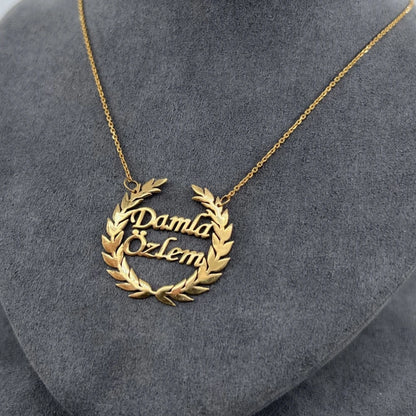 Custom Laurel Wreath Name Necklace Women Girl Jewelry Personalized Stainless Steel Couple Nameplate Necklace Gifts For Her