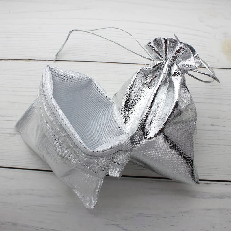 1pcs Silver Gold Color Black Velvet Bag Jewelry Packing Drawstring Pouches Jewelry Gift Bags Display Chain Ring As Women Gift - AMULET RING STORE