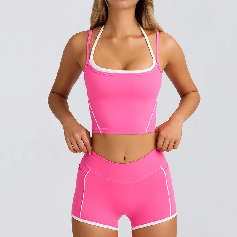 ‌Women's Tracksuits High Waist Yoga Shorts - Butt Lifting Gym Fitness Elastic Tight Naked Workout Shorts Yoga Set Sportswear