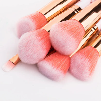 New10Makeup Brush Set Full Set Marble Pattern Beauty Tools Set Blush Eyeshadow Brush - AMULET RING STORE