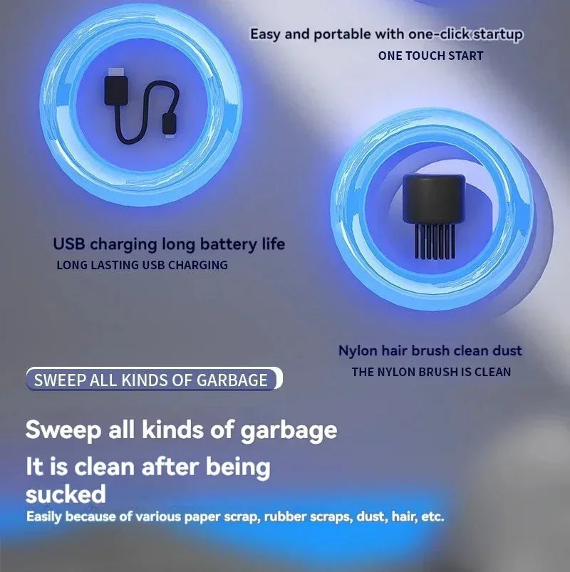 Table Vacuum Cleaner Mini Desktop Dust Vacuum With Detachable Nozzle USB Rechargeable Wireless Car Vacuum Cleaner Cleaning Tools - AMULET RING STORE