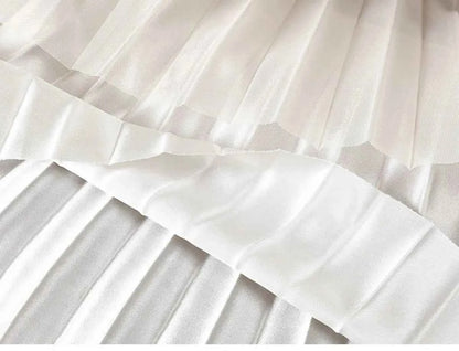 2023 Summer Tulle Mesh Gradient Skirt High-end High Waist Long Skirt Elegant Evening Party Sexy A-line Pleated Skirts Women Boho