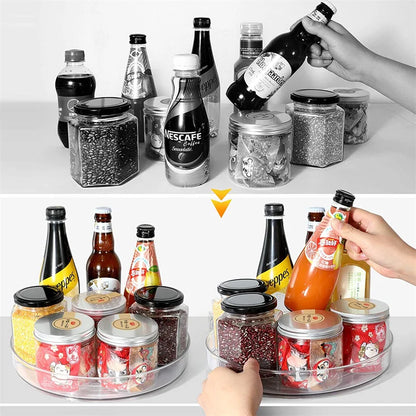 360 Rotation Cabinet Turntable Organizer Storage Spice Rack Drink Cosmetic Storage Rack PET Kitchen Turntable Bathroom Tray - AMULET RING STORE