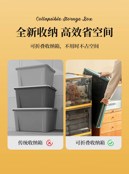 Transparent Storage Bin Foldable Storage Trunk Open Storage Box Home Wardrobe Clothes Organizer Large Capacity Sundries Box - AMULET RING STORE