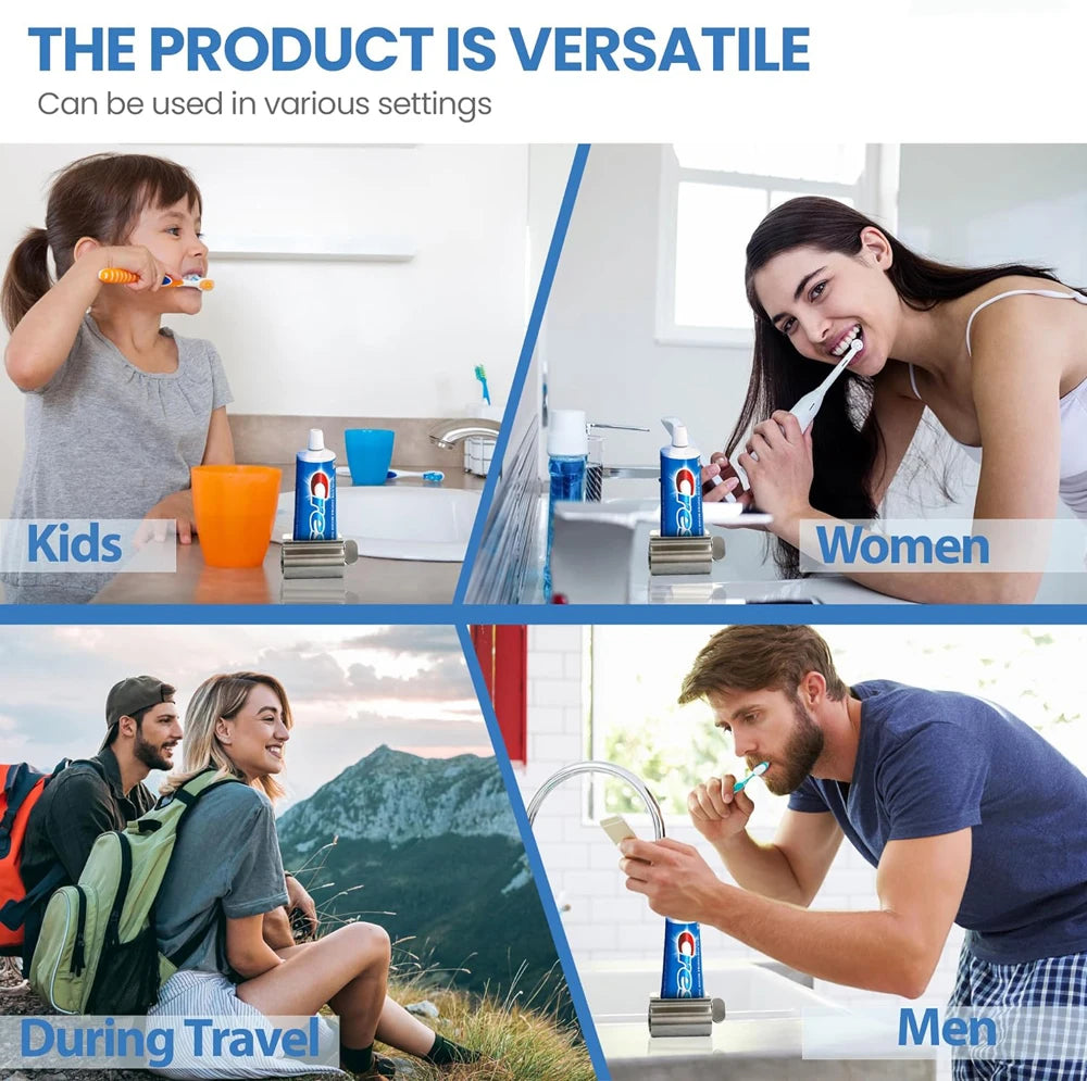 Bathroom Accessories Toothpaste Squeezer Tube Roller Stainless Steel Wringer Roller Rotate Dispenser for Ointments Cosmetics - AMULET RING STORE