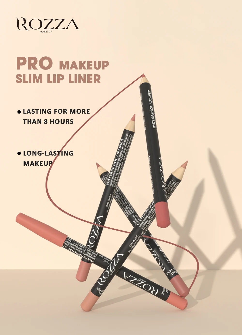 Rozza Waterproof Lip Liner Pencil Set, Weightless Precise Liner with Super Soft Blendable Texture Matte Soft - AMULET RING STORE