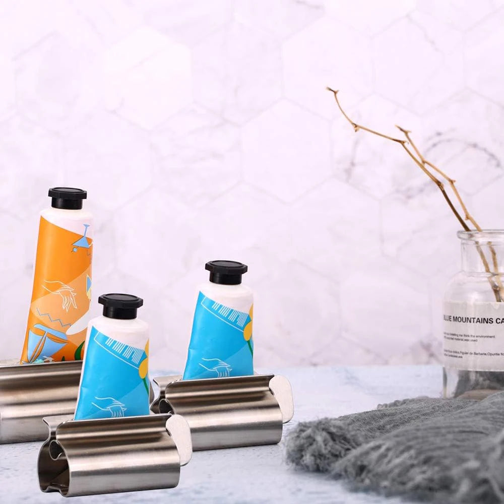 Bathroom Accessories Toothpaste Squeezer Tube Roller Stainless Steel Wringer Roller Rotate Dispenser for Ointments Cosmetics - AMULET RING STORE