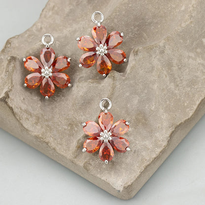 GUFEATHER,6pcs/lot,MC78,jewelry accessories,18k gold plated,nickel free,copper,zircon,hand made,flower shape,charms,diy pendants - AMULET RING STORE