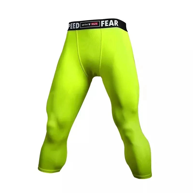 Men Kid Boy Girl GYM Capri Running Tight Pants Basketball Football Soccer Exercise Sport 3/4 Cropped Kneelet Leggings Shorts 714