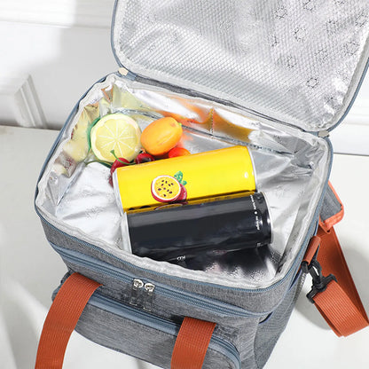 1PC Double Layer Lunch Bag Large Capacity Thermal Insulation Lunch Bags Leakproof Cooler Tote For Men Women Work Picnic School