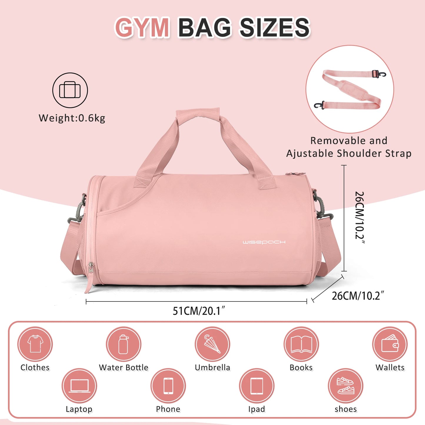 Sports Fitness Bag Women Travel Bag Multi-functional Handbag Yoga Bag Short-Distance Weekender Travel Package Swimming Gym Bags