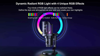 COMICA Uni D Uni A Wired USB Gaming Microphone for PC Laptop Phone Noise Cancellation Condenser Mic With RGB Lighting