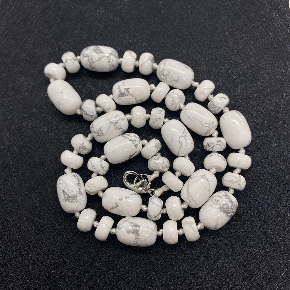 Natural Stone Malachite Lapis Lazuli Agate Necklace 10x14mm Cylindrical Beads 5x9mm Abacus Beads Ladies Necklace about 18 Inches - AMULET RING STORE