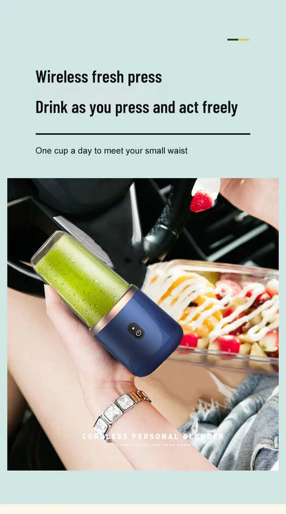 Portable Blender Bottle Electric 6 Blades Multifunction Juice Blender Fresh Juice Smoothie Blender Ice CrushCup Food Processor - AMULET RING STORE