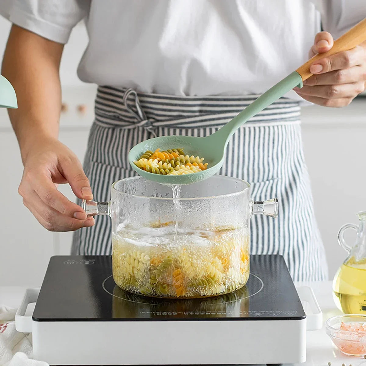 NEW Silicone Spatula Non Stick Pan Wooden Handle Silicone Vegetable Heat-resistant Silicone Cooking Spatula Spoon Kitchen tool - AMULET RING STORE