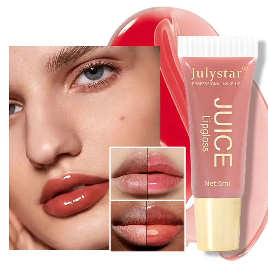 Watery Crystal Clear jelly Lip Oil Lip Balm Moisturizing And smoothingLip Lines Jelly Pout Lip Gloss Glass Lip Fruit Scent - AMULET RING STORE