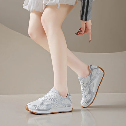 Women's Colorblock Casual Sneakers, Lace Up Soft Sole Platform Casual Shoes, Low-top Walking Comfy Shoes in holiday - AMULET RING STORE