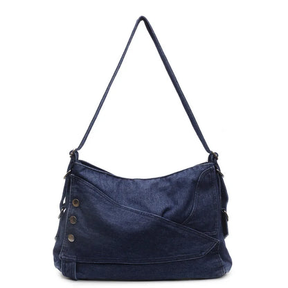 2025 New Women's Denim Tote Bag - Retro Crossbody Shoulder Bag with Large Capacity for Work & Commute, Fashionable Denim Handbag