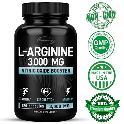 L-Arginine Supplement Boost Endurance -Increase for Energy, Strength,Vascular and Endurance Support During Exercise | Muscle Mas - AMULET RING STORE