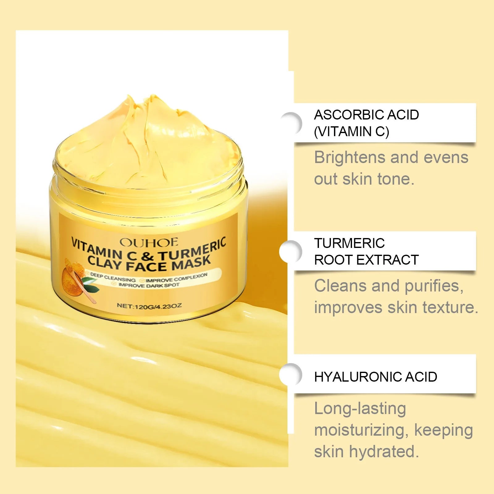 Vitamin C Exfoliating facial mask Turmeric Exfoliating facial mask Improve Pore Deep Cleaning facial mask Apply facial mask - AMULET RING STORE