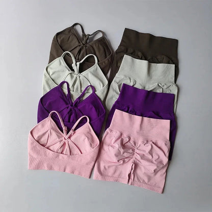 Butt Lifting Fitness Shorts Lifting Set for Women's Elastic Breathable Quick-drying Sports Underwear Beautiful Back Yoga Suit