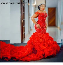 EVLAST Orange Sequin Mermaid Dress - Prom Gown - AMULET RING STORE