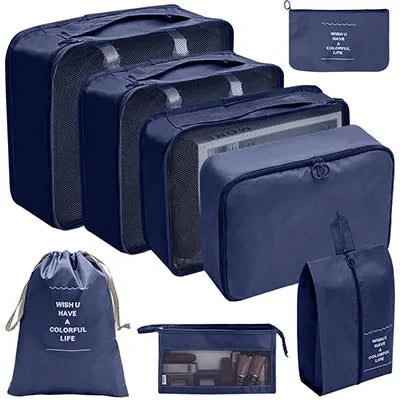 8/9/10/11 Pcs Set Travel Organizer Storage Bags Suitcase Packing Cubes Set Cases Portable Luggage Clothe Shoe Tidy Pouch Folding - AMULET RING STORE