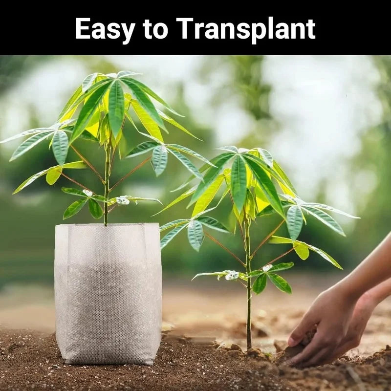 100PCS Breathable Plant Nursery Bags Biodegradable Grow Pots Fabric Seedling Containers Home Gardening Essentials - AMULET RING STORE