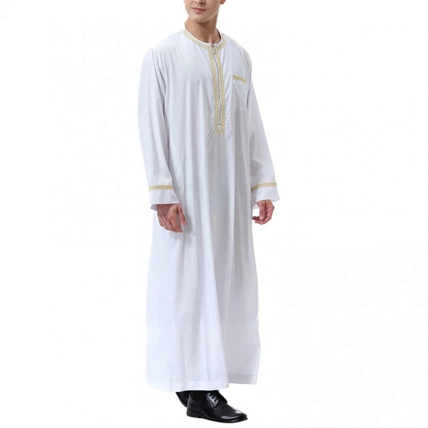 Muslim Fashion Men Jubba Thobes Arabic Pakistan Dubai Kaftan Abaya Robes Islamic Clothing Saudi Arabia Black Long Blouse Dress