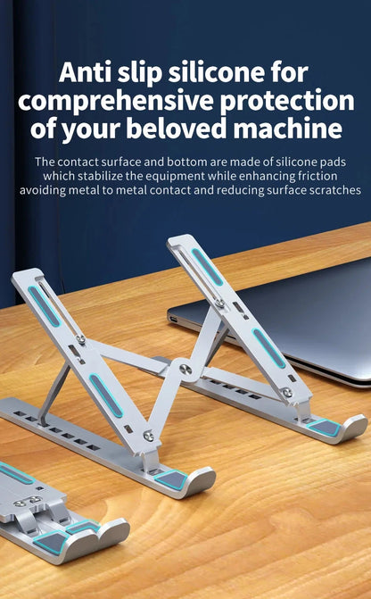 Metal Portable Foldable Laptop Stand Adjustable Notebook Holder Aluminum AD028 - AMULET RING STORE