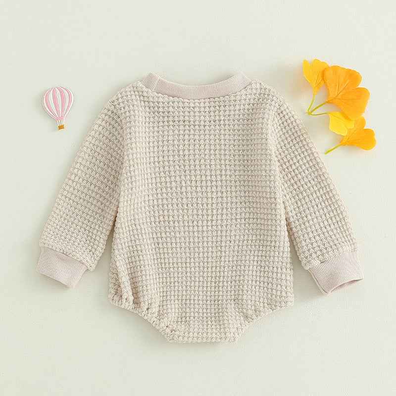 2023-06-23 Lioraitiin 0-18M Baby Boys Autumn Winter Bodysuit Casual Jumpsuit Infant Solid Long Sleeve Crew Neck Jumpsuit - AMULET RING STORE