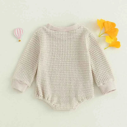 2023-06-23 Lioraitiin 0-18M Baby Boys Autumn Winter Bodysuit Casual Jumpsuit Infant Solid Long Sleeve Crew Neck Jumpsuit - AMULET RING STORE