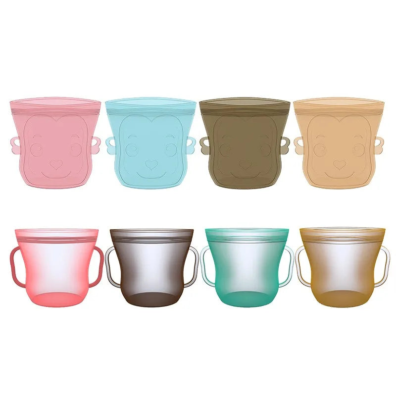 Cartoon Silicone Fresh-keeping Storage Bag,Reusable Food Grade Snack Bags for Children,Zipper Bag,Eco-Friendly,Leakproof - AMULET RING STORE