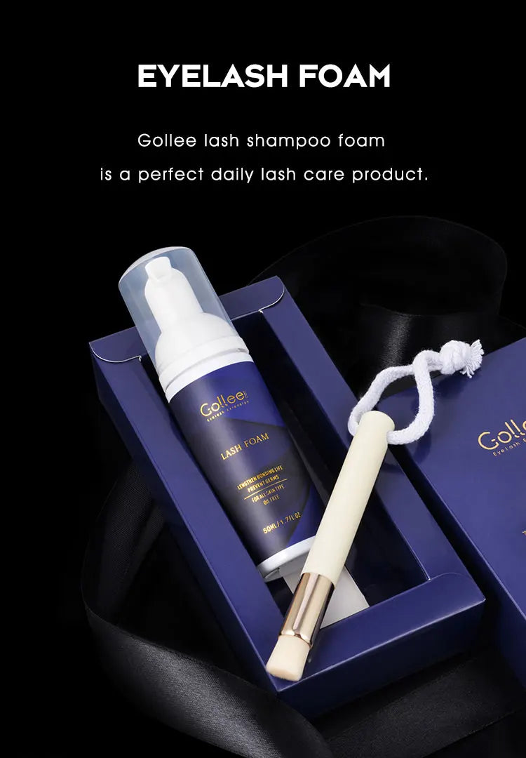 Gollee Clean Eyelash Glue Lash Foam Kit Eyelash Cleaning Foam 50ml/100ml Brush Shampoo Eyelash Extension Cleaning Gentle Makeup - AMULET RING STORE