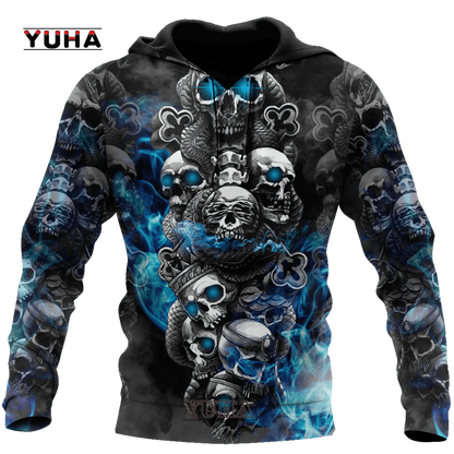 Dark Red Skull Tattoo 3D All Over Printed Men's Hoodie & Sweatshirt Spring and Autumn Unisex Hoodies Casual Sportswear - AMULET RING STORE