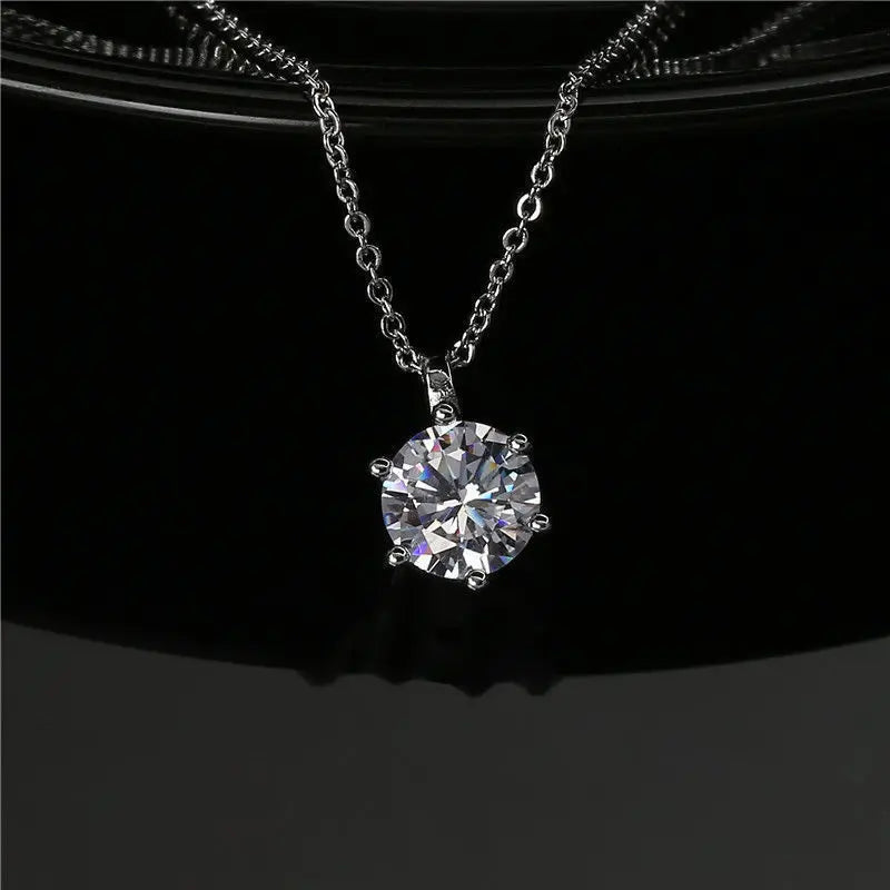 New 2ct Moissanite 925 Sterling Silver Necklace Pendant Chain Fine Jewelry for Woman Wedding Sparkling Classic Party Fashion
