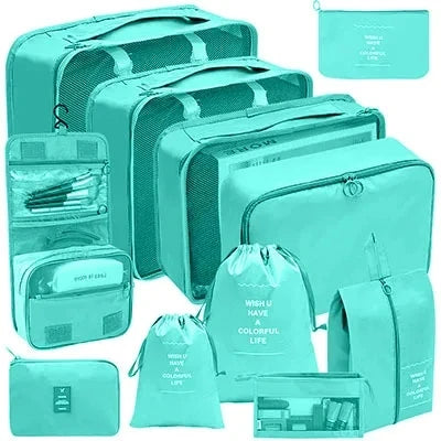 8/9/10/11 Pcs Set Travel Organizer Storage Bags Suitcase Packing Cubes Set Cases Portable Luggage Clothe Shoe Tidy Pouch Folding - AMULET RING STORE