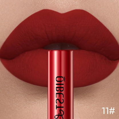 QIBEST Matte Liquid Lipstick Waterproof Long Lasting Velvet Lip Gloss Tint Tube Matte Nude Pigment Red Lipgloss Lips Makeup - AMULET RING STORE