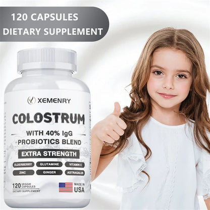 Colostrum Capsules - 40% LgG - Supports The Immune System, Promotes Gut Health, Energy Production, Cell Repair and Growth - AMULET RING STORE
