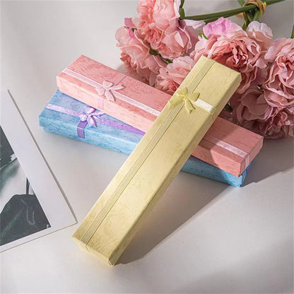 Long Jewelry Necklace Bracelet Box Storage Container Jewellery Box Packaging Bowknot Gift Display Paper Organizer Case Wholesale - AMULET RING STORE