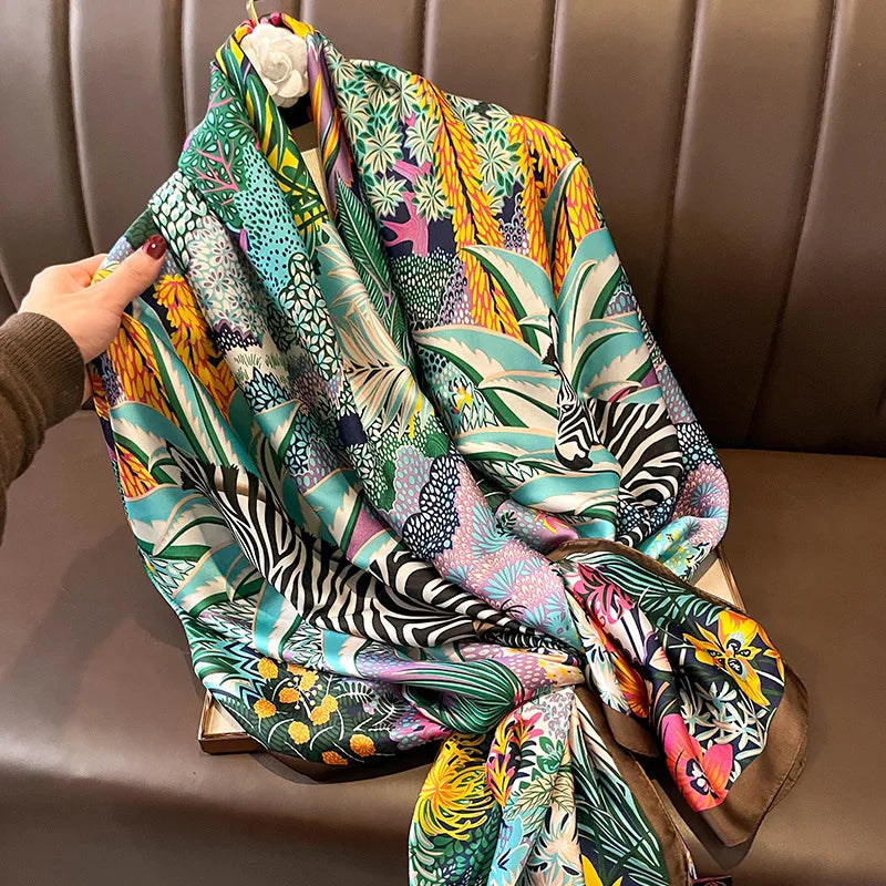 Design Satin Silk Shawl Hijab Scarf Women Fashion Summer Sunscreen Beach Stole Wraps Bufanda Female Headkerchief Echarpe New - AMULET RING STORE