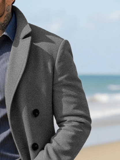 Man's Winter Jacket Foiled Coat Overcoat Padded Liner Double Buckle Accent Solid Tone Outdoor GradeEuro Fit