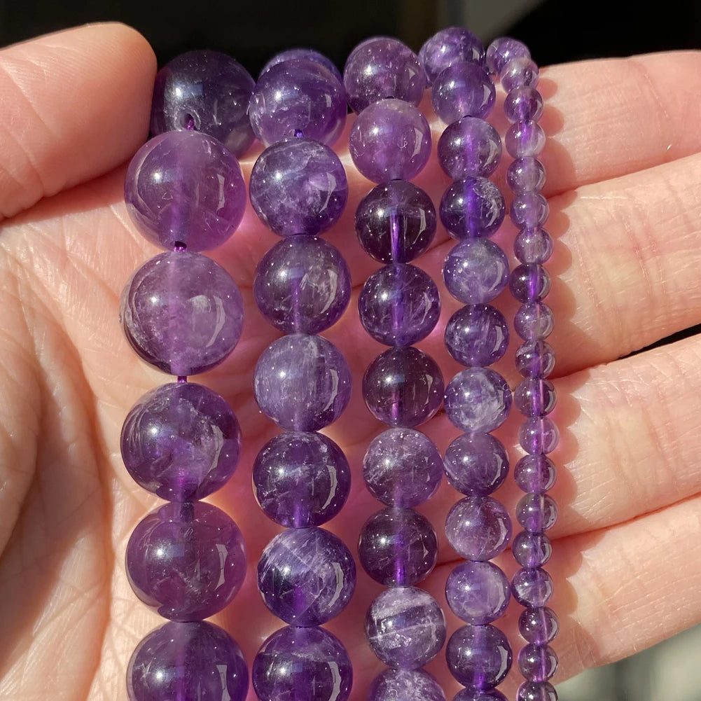 45 Styles Natural Stone Beads Amethyst Purple Jades Agate Crystal Glass Beads Jewelry Making Findings DIY Bracelet Accessories - AMULET RING STORE