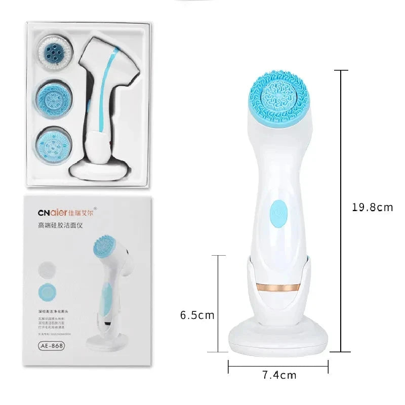 3 In 1 Electric Cleansing Brush Vibrations Facial Cleaner Face Massager Sonic Rotating Cleansing Brush Face Deep Cleansing Tool