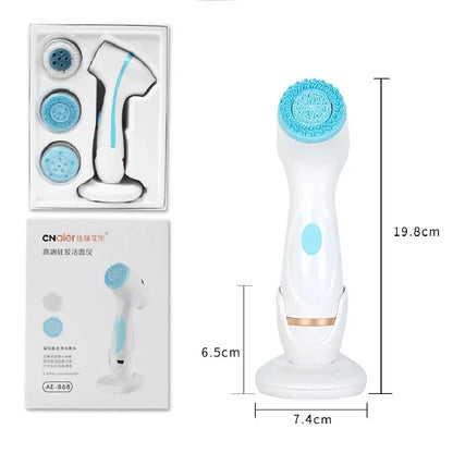 3 In 1 Electric Cleansing Brush Vibrations Facial Cleaner Face Massager Sonic Rotating Cleansing Brush Face Deep Cleansing Tool