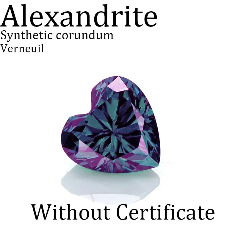 Lab Grown Alexandrite synthetic Stone Heart Cut change from Green to Purple High quality for Jewelry Making  AGL Certificate